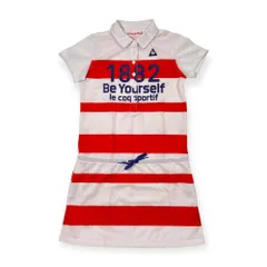 le coq sportif ルコック 半袖 ワンピース ロング ポロシャツ サイズ M /ホワイト×オレンジレッド/レディース/ゴルフ/スポーツ