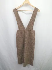 ◇ ⊇ NATURAL BEAUTY BASIC チェック柄 ジャンパースカート ワンピース サイズS ブラウン系 レディース E  【1507030009786】