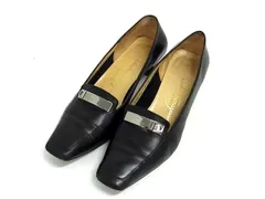 Salvatore Ferragamo フェラガモ レザー ヒール パンプス 表記サイズ 6 (約23.5cm) 靴 シューズ レディース ブラック系 DK6233