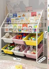 絵本棚 おもちゃ収納ラック 子ども絵本だな収納 収納ラックトレイ6個付き 子ども用本棚 大容量 マガジンラック 組み立て簡単 お手入れ簡単