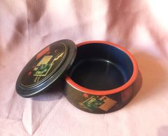 中古【寿司桶】金蒔絵調デザイン《1人前/1合》(おひつ)蓋付き（プラスチック製）