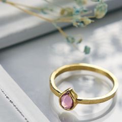 【9号】ピンク トルマリン プチ ペア シェイプ ベゼル リング 指輪