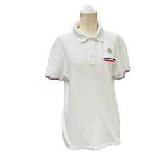 美品✨MONCLER ポロシャツ ホワイト ビッグロゴ ワッペン M MONCLER モンクレール ポロシャツ トップス カットソー 胸ロゴ