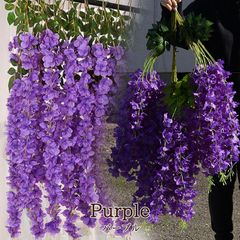 【12本入り】藤の花 魔除け 造花 フェイクフラワー 鬼が嫌う 誕生日 お祝い プレゼント ギフト 飾り付け 和 インテリア 造花 藤の花 フェイクグリーン インテリアグリーン セット 花飾り 吊り下げ 人工観葉植物 7990226 パープル