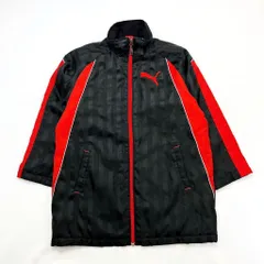 PUMA ☆ 寒い日の万能選手◎ キッズ 150 中綿 ベンチコート ブラック レッド 秋冬 スポーツ サッカー 野球 トレーニング プーマ■CK169
