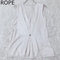 ロペ　ブラウス　Vネック　タック　ドレープ　フェミニン　エレガント　シンプル　上品　オフィス　カジュアル　アイボリー系　サイズ38 Mサイズ相当