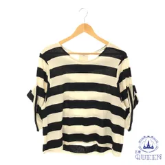 【訳アリ】 Samansa Mos2 サマンサモスモス トップス カットソー ゆったり クルーネック 半袖 レディース ストライプ F 901-8121 送料無料 古着