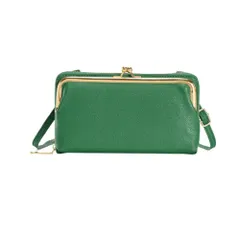 レディース 長財布 スマホポーチ スマホショルダー ショルダーバッグ スマホポシェット がまぐち 斜め掛け がま口 長財布 お財布ポシェット (グリーン) [グリーン]