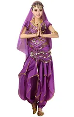 ハロウィン 紫小 コスプレ アラジン ジャスミン 衣装 ベリーダンス 大人 セット ダンス イベント 二次会 パーティー 仮装