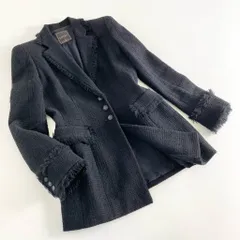 23c11 《美品》 FOXEY フォクシー モンタージュ ツイードテーラードジャケット 38 ブラック ブレザー パーティ セレモニー 日本製のサムネイル