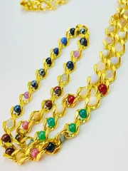 ヴィンテージ ネックレス カラフル天然石のビーズ  パワーストーン 62cm