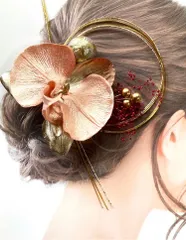 ピンクベルベット胡蝶蘭髪飾り　花嫁　成人式　振袖　打掛　訪問着　ブライダル　謝恩会