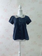OLIVE des OLIVE 水玉　ブラウス　ネイビー Morikei Lolita