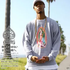 ACE FLAG トレーナー ブランド スケボー 長袖 スウェット 裏パイル メンズ 全3色 大きいサイズ エースフラッグ 聖母 マリア 聖母マリア マリア像 チカーノ ローライダー b系 ヒップホップ ファッション ストリート系 服 AF-TL-SW-022