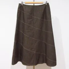 #wnc レリアン Leilian スカート 13+ 茶 ステッチ フレア カシミヤ混 大きいサイズ レディース [929626]