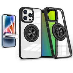 HCXLYP iPhone 14 Pro Max 用 ケース 多機能360度回転スタンド 縦横両対応 リング MagSafe対応 ワイヤレス充電対応 米軍MIL規格 耐衝撃性 アイフォン14 Pro Max ケース アジャスタブルスタンド 6.7イ