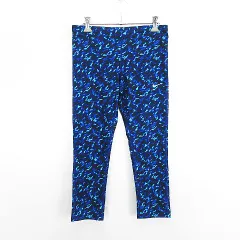 ナイキ NIKE タイツ レギンス スパッツ クロップド 総柄 DRI-FIT ストレッチ M ブルー系 スポーツウェア ※EKM