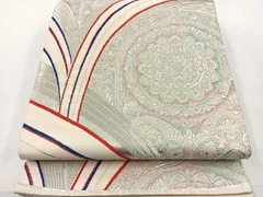 平和屋着物◎六通柄袋帯　唐織　正倉院文様　銀糸　正絹　逸品　BAAT2661ea