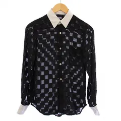 コムデギャルソン COMME des GARCONS カジュアルシャツ 長袖 レギュラーカラー 切替 シアー シースルー チェック柄 XS 黒 ブラック /BB レ コムデギャルソン COMME des GARCONS カジュアルシャツ 長袖
