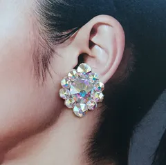 【受注製作品】社交ダンス　ピアス　イヤリング　オーロラ　F04　競技　デモ　スワロフスキー　クリスタルAB　送料無料