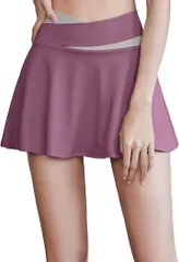 WesRiva ミニ スカート スコート ライン レディース トレーニング ウェア ボトムス 運動 テニス ゴルフ( パープル,  XL)