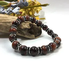 レッドタイガーアイ パワーストーン ブレスレット 天然石 10mm (ブラック) メンズ・レディース 男性・女性  数珠 虎目石　金運 ○
