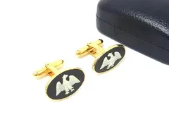 ■美品■ WEDGWOOD ウェッジウッド ジャスパー カフリンクス カフスボタン アクセサリー ビジネス 紳士 メンズ ブラック系 DK5598のサムネイル