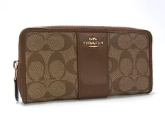 ■美品■ COACH コーチ シグネチャー PVC×レザー ラウンドファスナー 長財布 ウォレット 札入れ 小銭入れ ブラウン系 DG4916