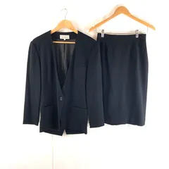 ミラショーン mila schon セットアップ ジャケット スカート スーツ バックデザイン スリット ポケット 肩パッド 日本製 黒 40サイズ 946764