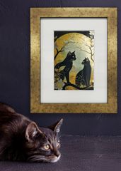 Japanese Luster 華02【インチ額】／猫　ねこ　特殊印刷　特殊紙　額装付き　グラフィックアート　インテリア