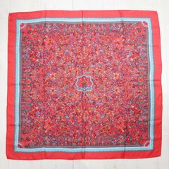 HERMES LES JARDINS D'ARMENIE エルメス アルメニアの楽園 カレ90 シルク 大判スカーフ オレンジ S07-k073