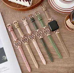 【売り切りSALE】Apple Watch ベルト　レザー　ピンクゴールドバックル