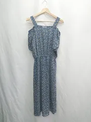 ◇ ⊂ OLIVE des OLIVE オリーブ デ オリーブ 花柄 五分袖 ロング丈 ワンピース サイズM ブルー系 レディース E  【1505220016569】