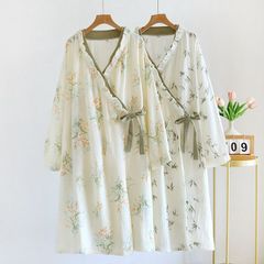 未使用タグ付き 綿100% 浴衣パジャマ ロング丈 S~Lサイズ 汗取り 部屋着 ゆかた風 セット品 xzxiaoyun399