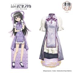 魔法少女まどか☆マギカ 叛逆の物語 暁美ほむら チャイナドレス風 コスプレ衣装 中華風 魔法少女風 フルセット 高品質素材 豪華仕様 撮影会用 ハロウィン イベント用 推し活 コスプレ大会 キャラクター再現 cosplay衣装 可愛いチャイナ風服装