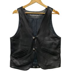 CHROME HEARTS クロムハーツ シルバー クロスボールボタン レザー ベスト ブラック サイズ L 国内正規品 / 36551