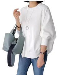 [Dep Club] 極上着心地 トレーナー レディース ゆったり 大きいサイズ 体型カバー ドルマン シンプル スウェット 長袖 無地 セーター ビッグシルエット 上 春 秋 冬 春秋 春服 服 (JP, アルファベット, L, ホワイ [ホワイト] [L]