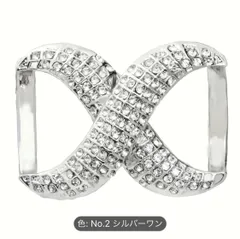 1190ラインストーンのクロス帯留　スカーフ留め　シルバー　着物　訪問着　振袖　スカーフ　帯　帯揚げ　帯締めのサムネイル