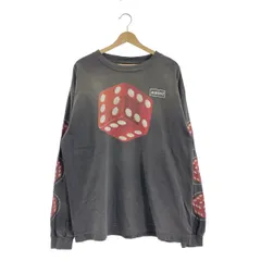 SAINT MICHAEL  Mxxxxxx / セントマイケル | LS TEE DICE / エイジング加工 ダイス 両面 プリント クルーネック カットソー | XL | チャコールブラック | メンズ