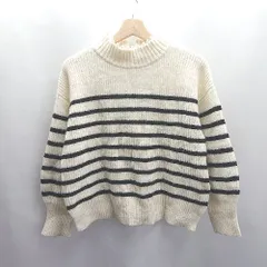 ◇ ⊇ NOLLEY'S sophi ウール混 ボーダー柄 パール装飾 長袖 セーター サイズ38 オフホワイト ブラック レディース E  【1503310001006】