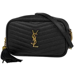 イヴ・サンローラン YVES SAINT LAURENT ルー ミニバッグ チェーン 斜め掛け フリンジ YSL ショルダーバッグ レザー ブラック 612579 レディース 【中古】