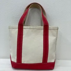 4958 L.L.Bean エルエルビーン トートバッグ ハンドバッグ キャンバス オフホワイト レッド レディース メンズ ユニセックス 男女兼用 2色タグ 小さめ