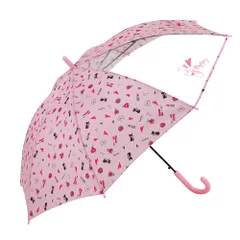 ☆ 1348.pink ☆ キッズ長傘 55cm 傘 キッズ 55cm ジャンプ傘 子ども 子供用 こども グラスファイバー骨 1コマ 透明窓 丈夫 壊れにくい おしゃれ かわいい 軽い 軽量 小学校 高学年 小学生 通学 安全窓 ビニール窓