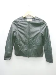 ◇ A day in the life アデイインザライフ ノーカラー ジップアップ 長袖 ジャケット サイズ36 ブラック レディース P  【1404040014765】