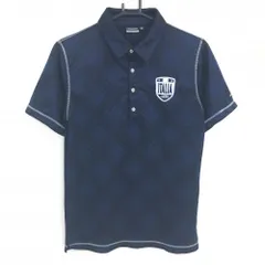 カッパ 半袖ポロシャツ ネイビー チェック 胸ワッペン 袖ロゴ刺しゅう  メンズ M ゴルフウェア Kappa