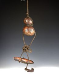 希少 銅製 細密彫刻 馬 ひょうたん型 瓢箪香炉 香炉 香道具 骨董品 共