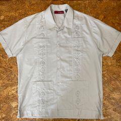 SOBRINO キューバシャツ L グレー 刺繍 半袖 ドレスシャツ ヴィンテージ ビンテージ VINTAGE ユーズド USED 古着