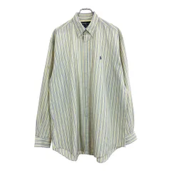 RALPH LAUREN ラルフローレン BLAKE ボタンダウン 長袖シャツ ストライプ イエロー(メンズ L)中古 古着 U6238