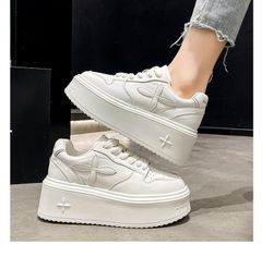 ホワイトプラットフォームスニーカー 厚底スニーカーZARA - メルカリ