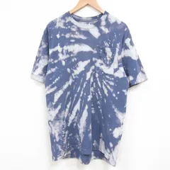 L/古着 カーハート 半袖 ブランド Tシャツ メンズ 胸ポケット付き クルーネック 薄紺 ネイビー ブリーチ加工 25jun04 中古